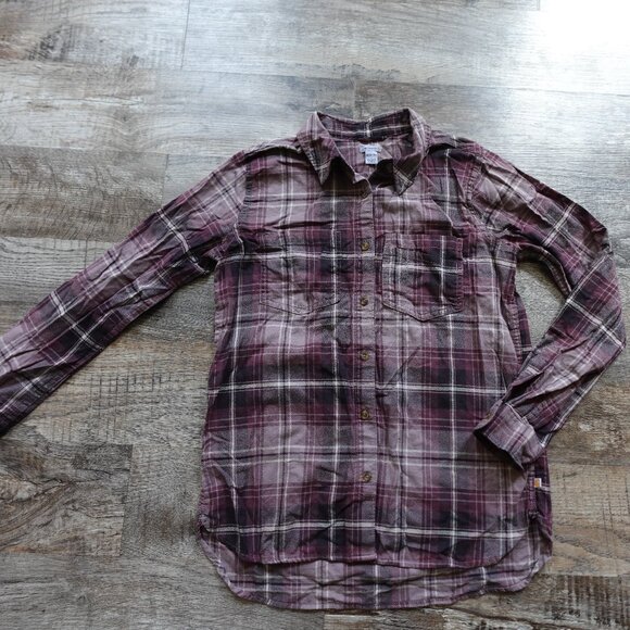 Carhartt Tops - Carhartt Fairview plaid shirt women's medium (8-10) deep wine WS2